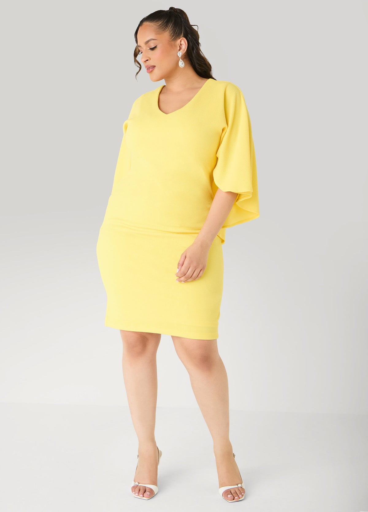 Textured Cape Sheath Dress Calypso Coral | Ashley Stewart
