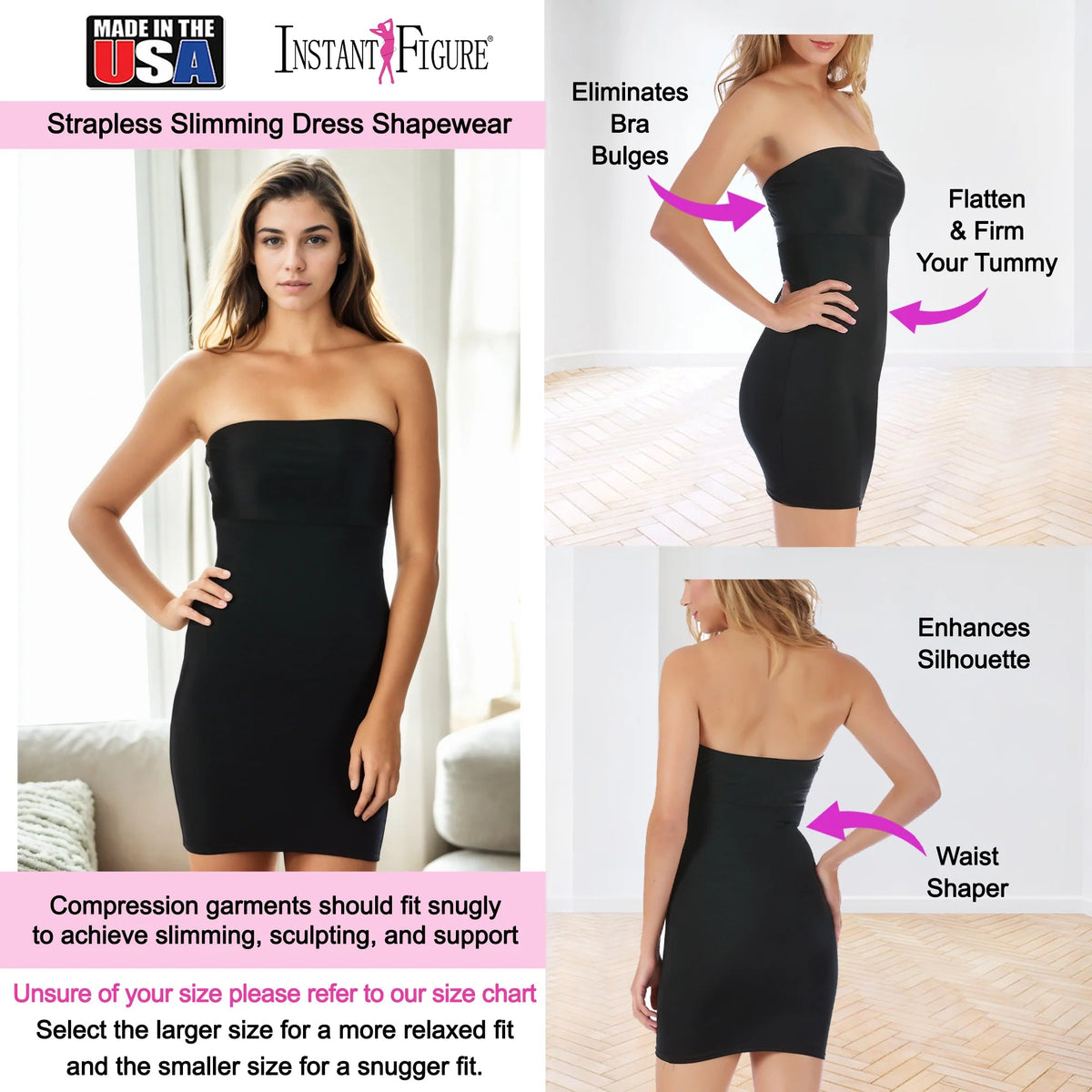 InstantFigure Shapewear Strapless Dress White | Ashley Stewart