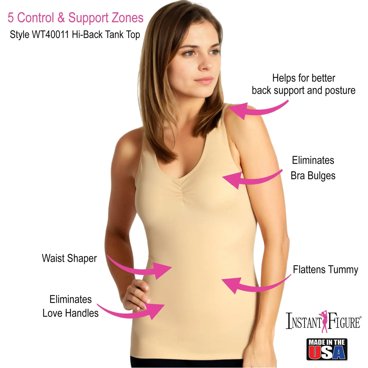 InstantFigure Shirred Shapewear Tank Black | Ashley Stewart
