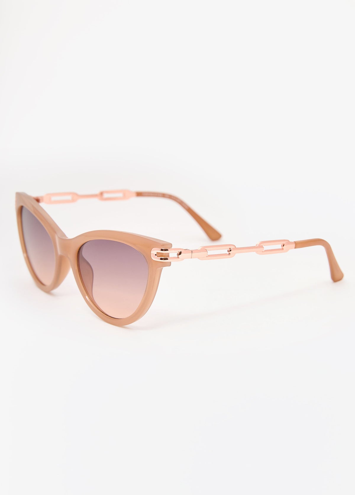 Chain Trimmed Cat Eye Sunglasses Nude | Ashley Stewart