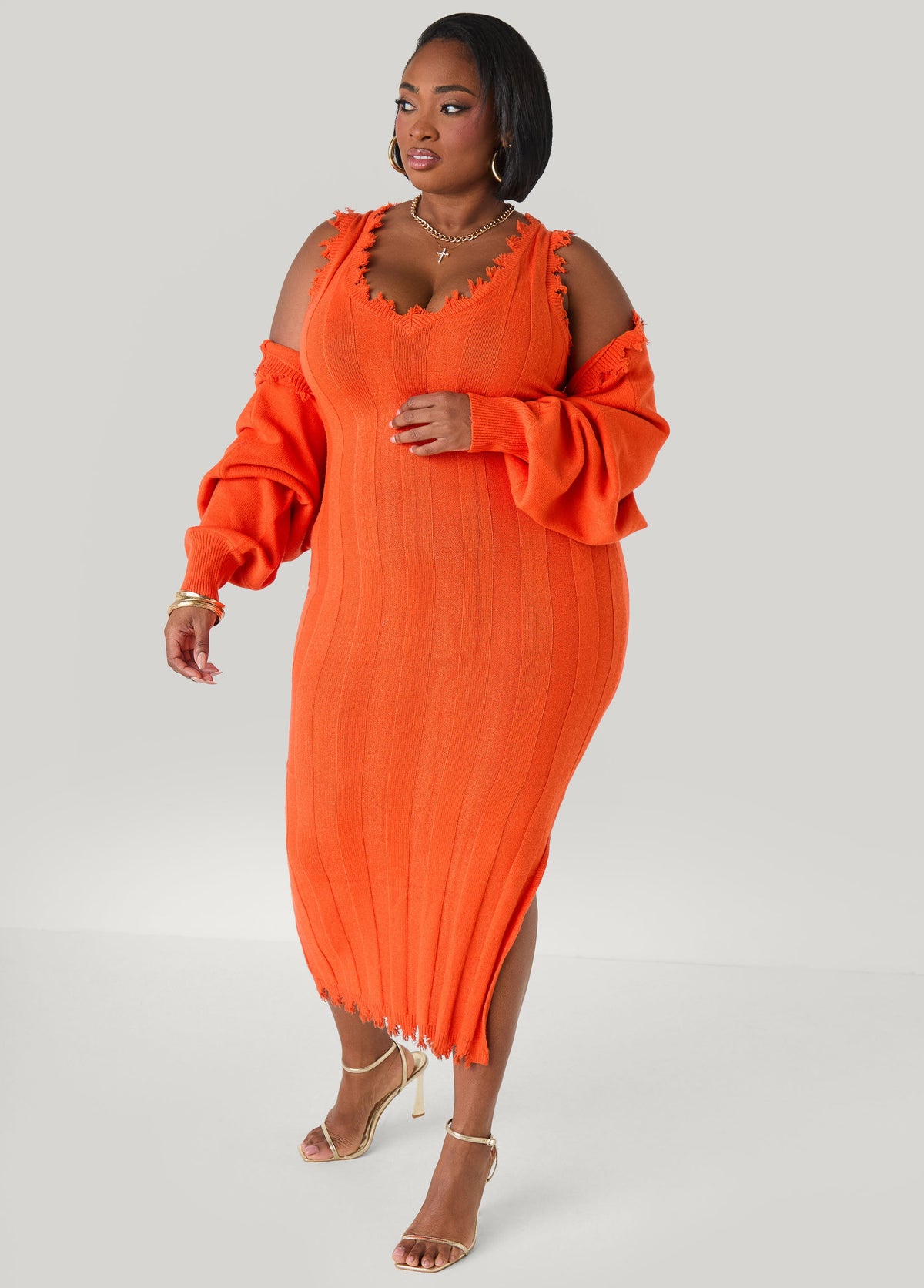 Frayed Knitted Bolero Koi | Ashley Stewart