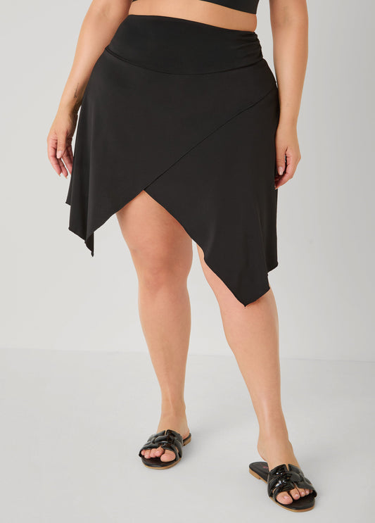Asymmetric Swim Skort Black | Ashley Stewart
