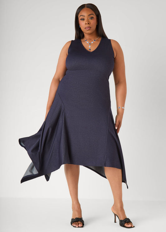 Denim Handkerchief Dress Denim | Ashley Stewart