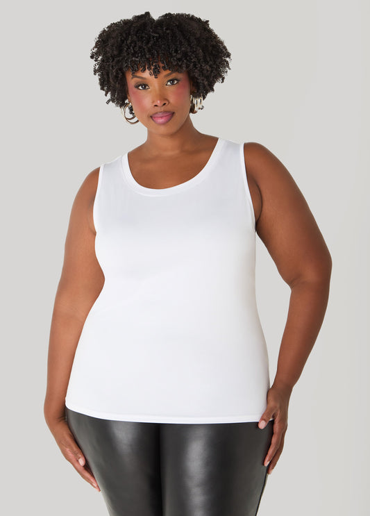 Basic Knit Cami Top White | Ashley Stewart