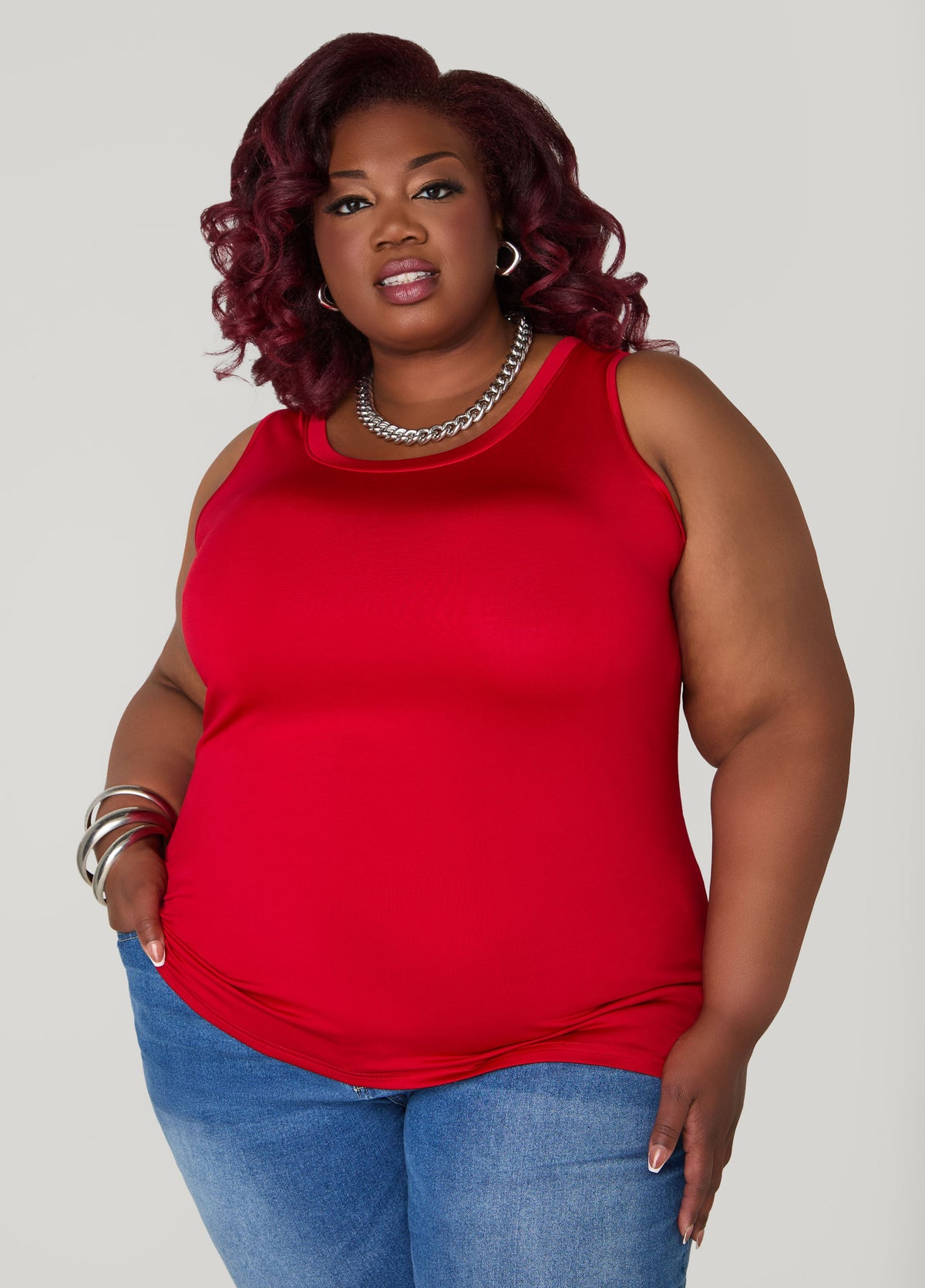 The Basic Knitted Cami Top Lychee | Ashley Stewart