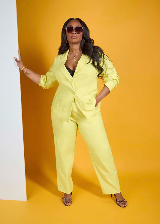 Millennium Straight Leg Trousers Canary Yellow | Ashley Stewart