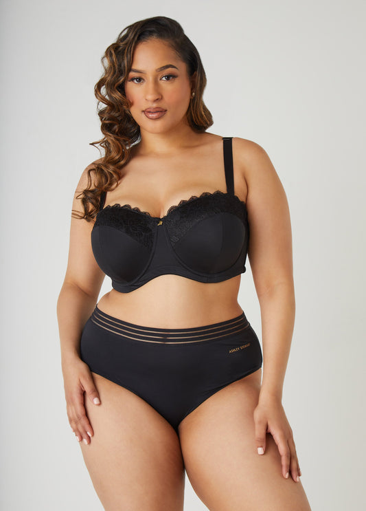 Six Way Convertible Lace Butterfly Bra Black | Ashley Stewart