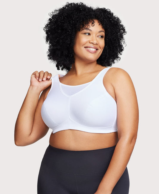No-Bounce Camisole Sports Bra White | Ashley Stewart