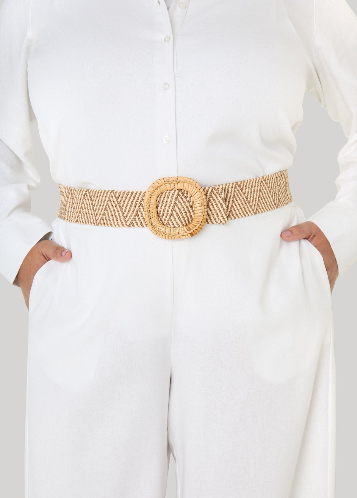 Raffia Stretch Belt Natural | Ashley Stewart
