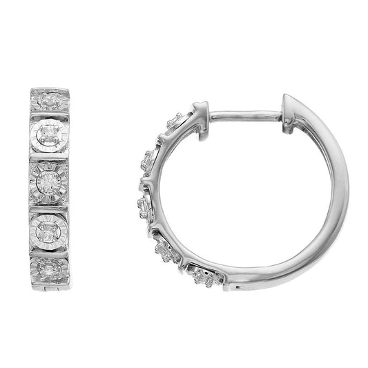 0.10 Carat Single Row Lab Grown Diamond Huggie Hoop Earrings White | Ashley Stewart