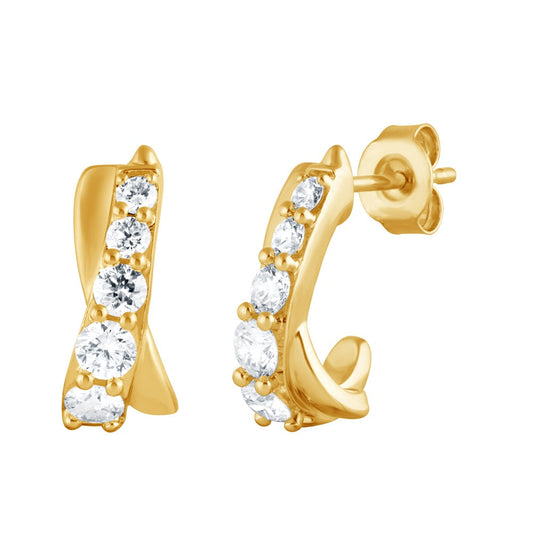 0.15 Carat Lab Grown Diamond Half Hoop Earrings  | Ashley Stewart