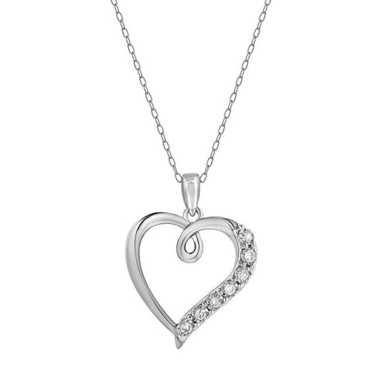0.10 Carat Lab Grown Diamond Open Heart Pendant Necklace White | Ashley Stewart
