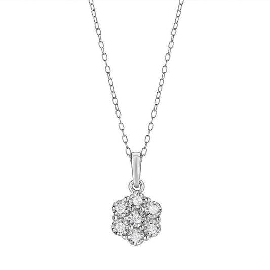 0.10 Carat Lab Grown Cluster Diamond Pendant Necklace Rose | Ashley Stewart