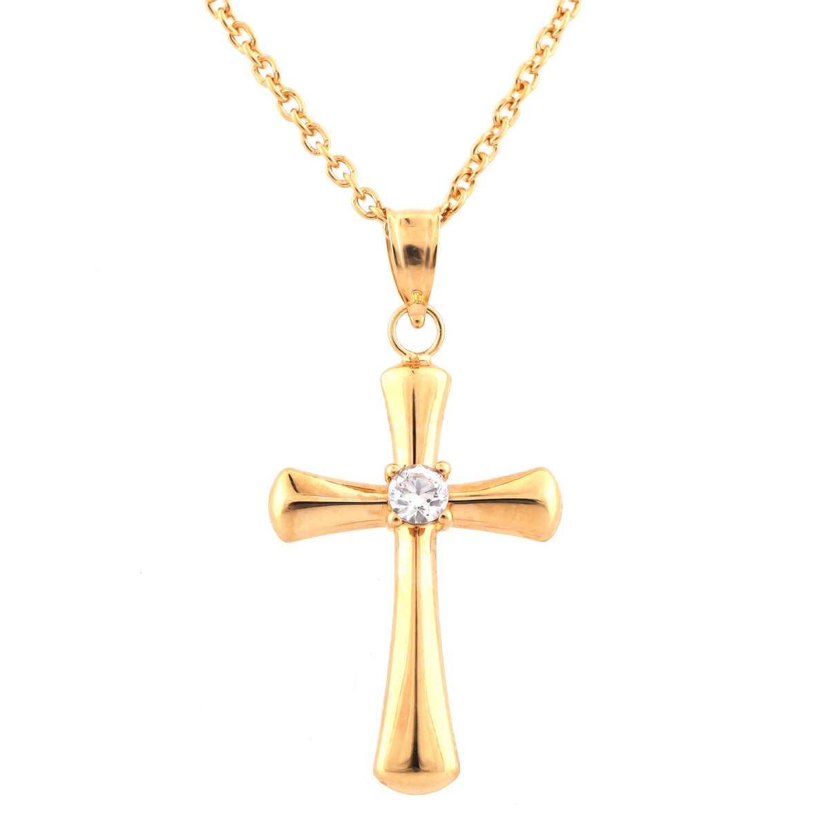 0.10 Carat Lab Grown Diamond Cross Pendant Necklace In Yellow Gold Pla  | Ashley Stewart