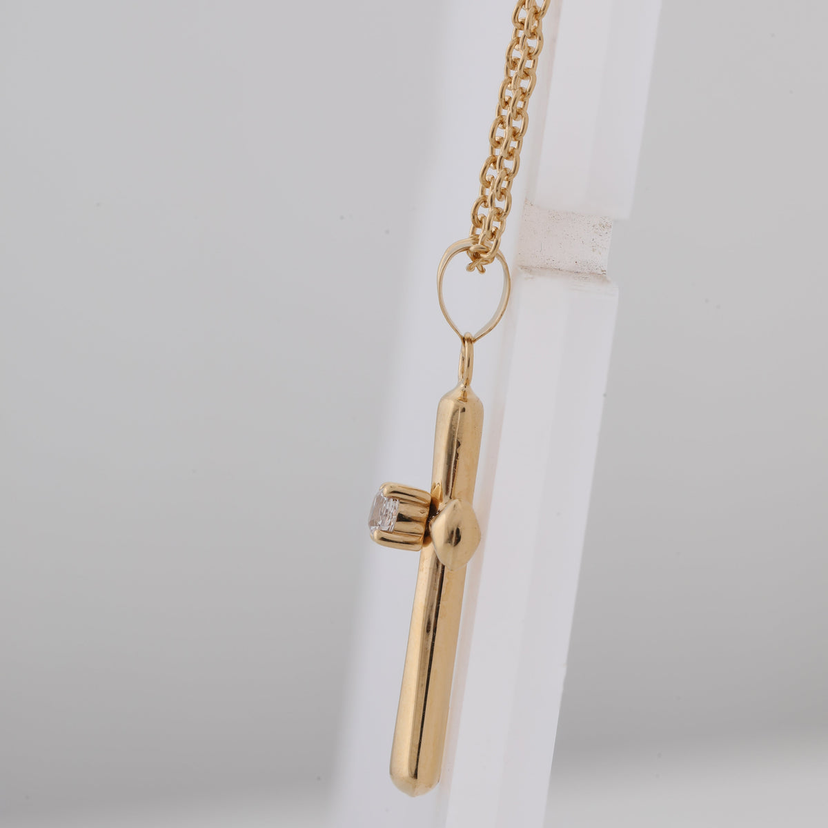 0.10 Carat Lab Grown Diamond Cross Pendant Necklace In Yellow Gold Pla  | Ashley Stewart