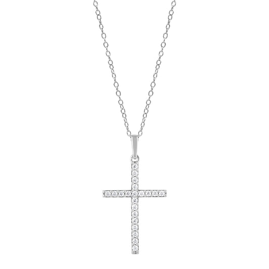 0.25 Carat Cross Lab Grown Diamond Necklace White | Ashley Stewart