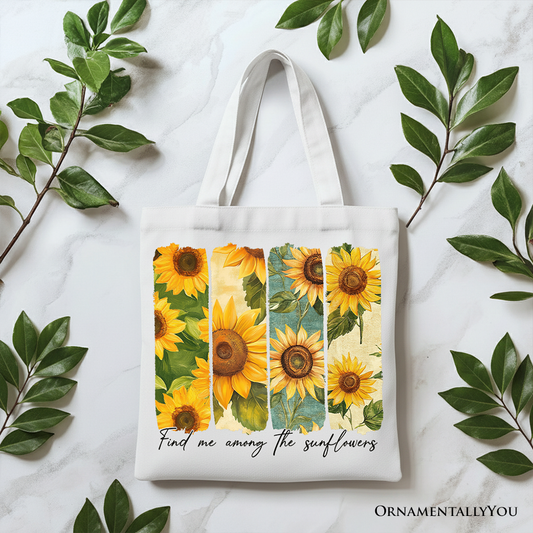 Among the Sunflowers Canvas Tote Bag White | Ashley Stewart