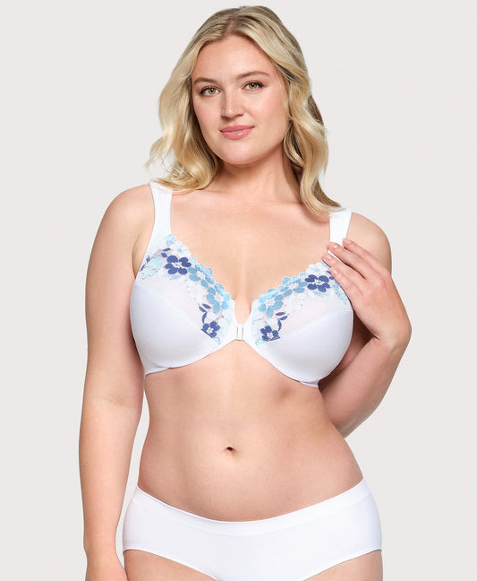 Front-Closure Cotton WonderWire Bra White | Ashley Stewart