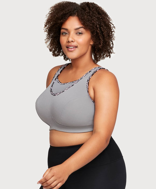 No-Bounce Camisole Sports Bra Soft Gray | Ashley Stewart