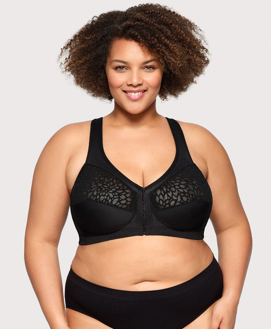 MagicLift Front-Closure Racerback Bra Black | Ashley Stewart