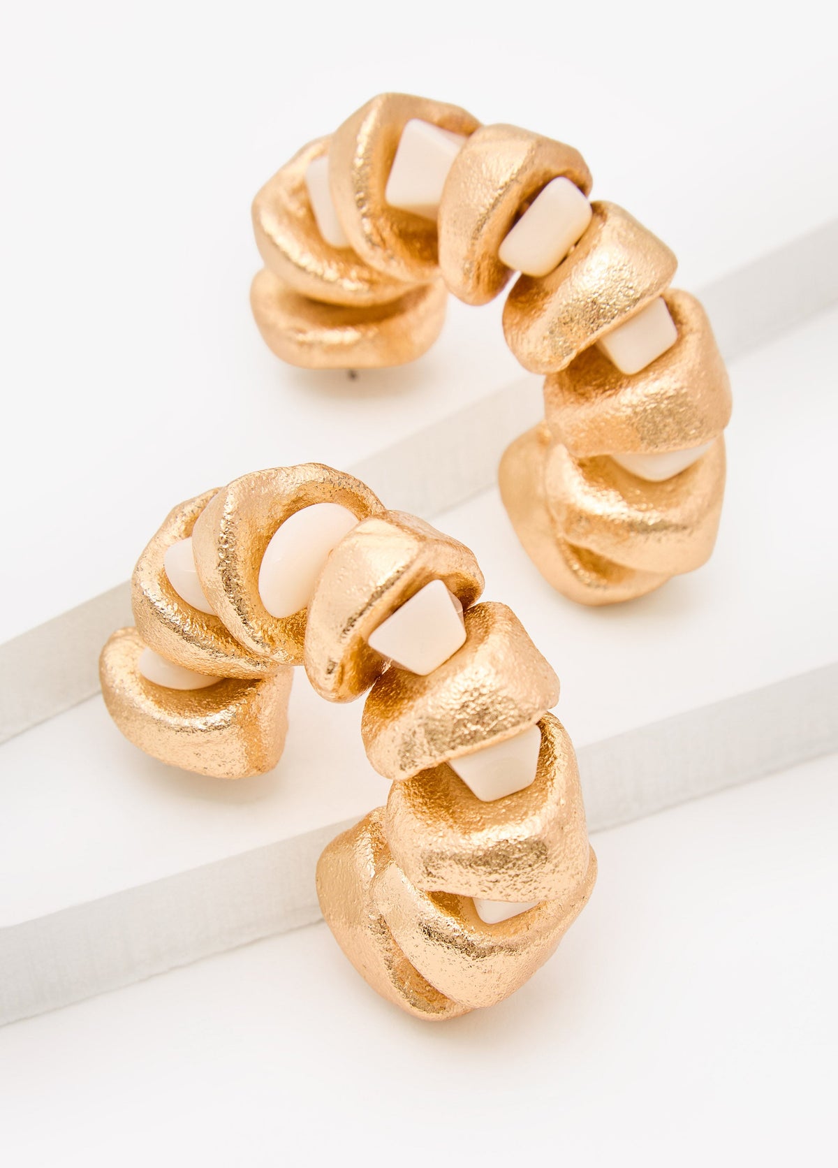 Gold And Stone Hoop Earrings Gold | Ashley Stewart