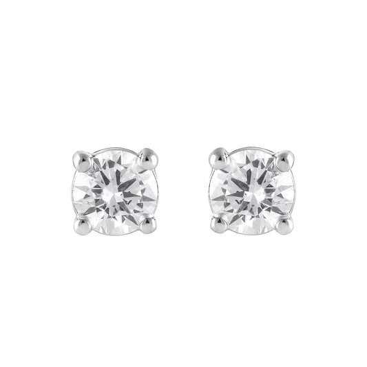 0.50 Carat Lab Grown Round Cut Diamond Stud Earrings White | Ashley Stewart