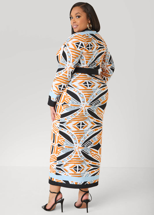 Abstract Print Cardigan Dress Multi | Ashley Stewart