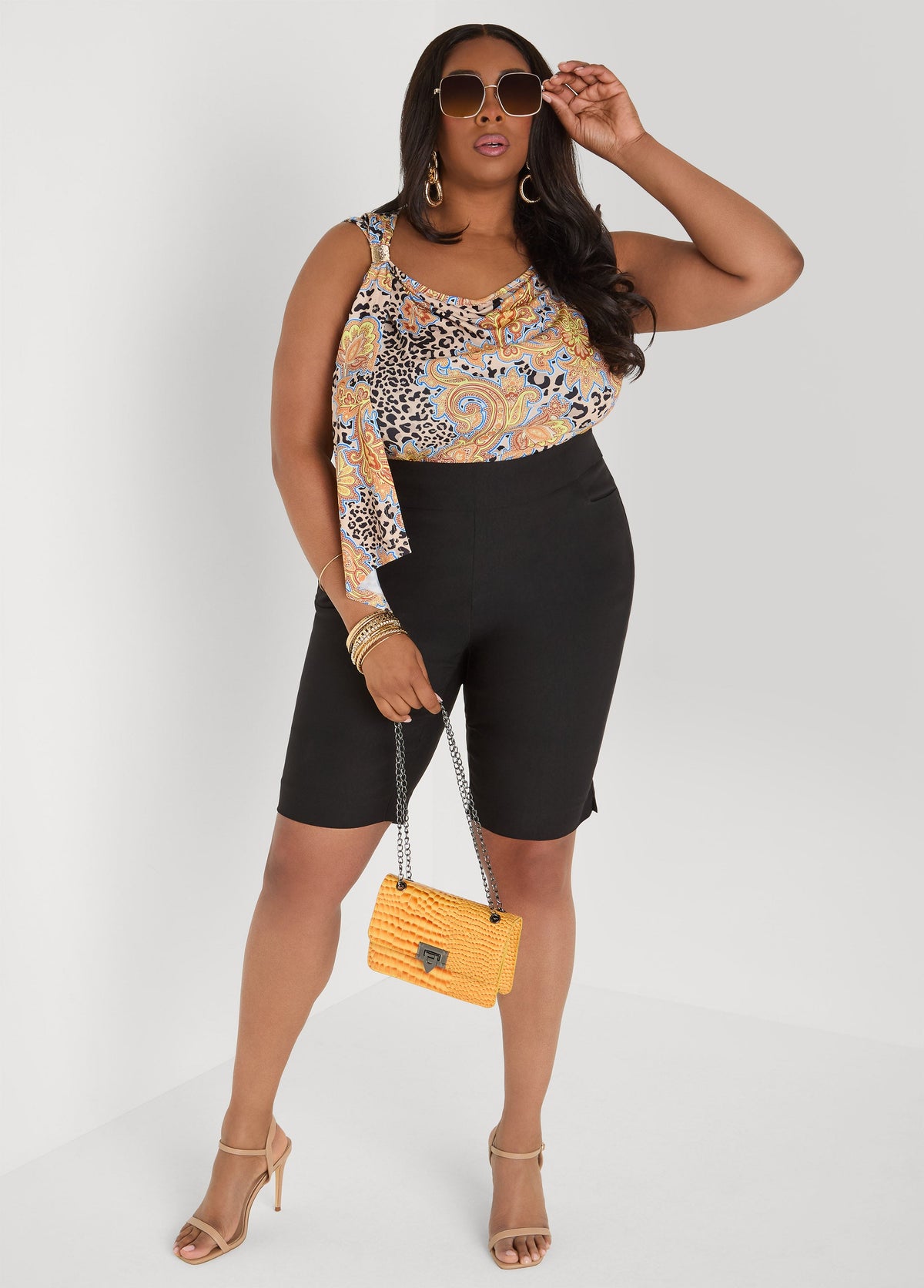 Draped Printed Tank Multi | Ashley Stewart