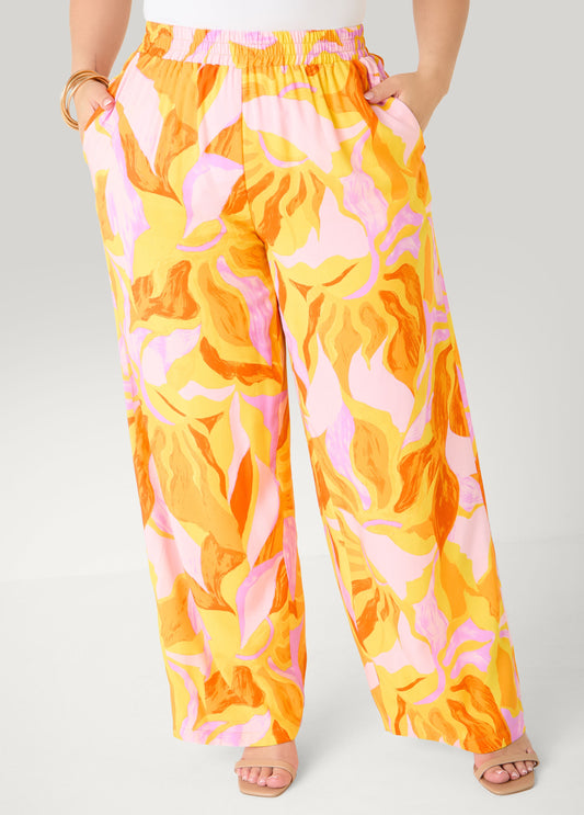 Swirl Print Wide Leg Pants Multi | Ashley Stewart