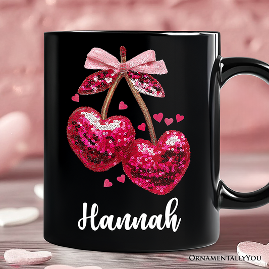 Cherry Heart Ceramic Mug Black | Ashley Stewart
