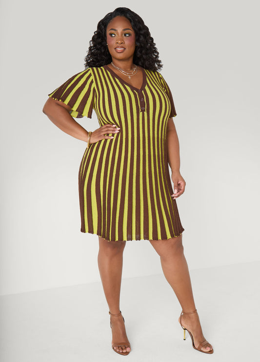 A Line Striped Sweater Dress Multi | Ashley Stewart