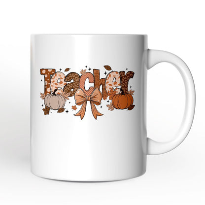 Pumpkin Teacher Ceramic Mug White | Ashley Stewart